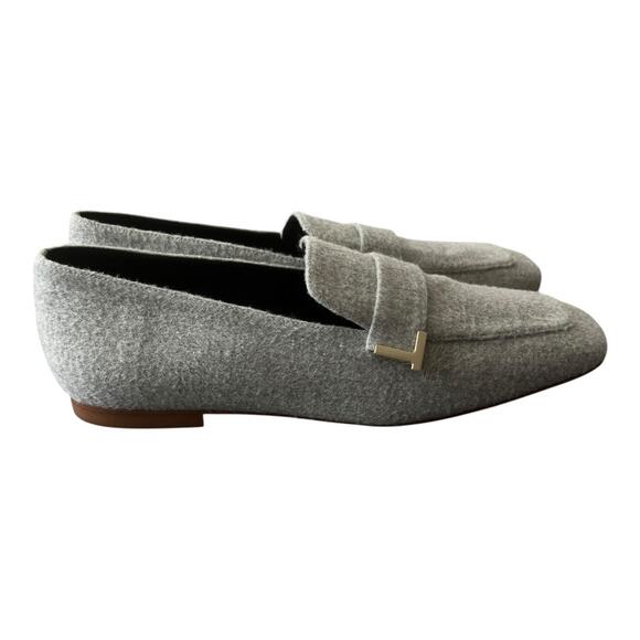 Lafayette 148 New York Eve Gray Cashmere Square Toe Slip On Loafer Size 39 - Picture 3 of 10